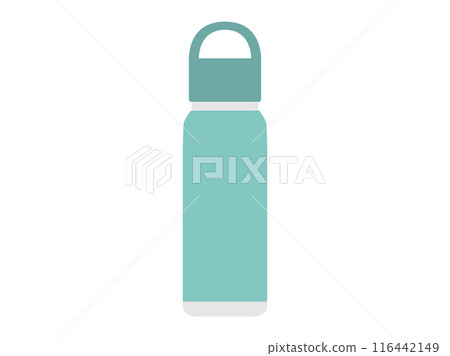 Illustration of a green water bottle or thermos Illustration of a green water bottle or thermos 116442149