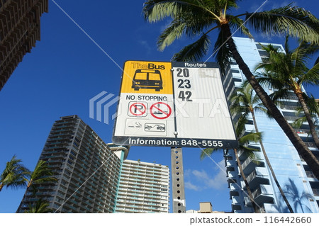 Bus stop in Hawaii, Honolulu Bus stop in Hawaii, Honolulu 116442660