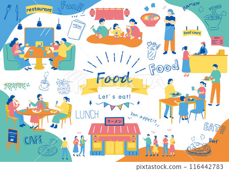 people enjoying a meal 116442783