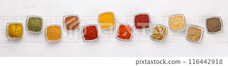Various spices on the table 116442918