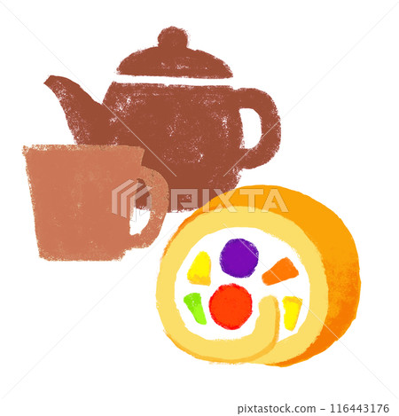 卷蛋糕套裝蠟筆觸控圖 卷蛋糕套裝蠟筆觸控圖 116443176