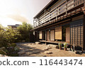 夏日花園和夕陽照耀的日式木屋/暑假，回家，鄉村家庭住宅，昭和復古形象 116443474