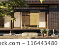 夏季日本房屋的陽台，夕陽照耀/暑假，回家，鄉村家庭住宅，昭和復古形象 116443480