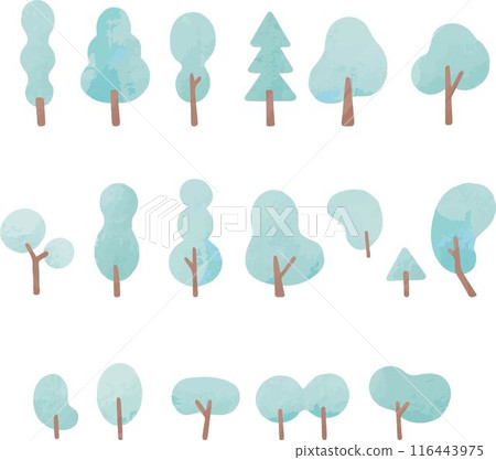 樹冬季植物處理裝飾圖示水彩手繪剪影可愛插畫素材 116443975