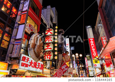 大阪府大阪市道頓堀商店街夜景 116444165