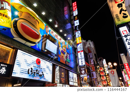 大阪府大阪市道頓堀商店街夜景 116444167