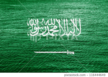 Flag of Kingdom of Saudi Arabia on a textured background. Concept collage. Flag of Kingdom of Saudi Arabia on a textured background. Concept collage. 116444649