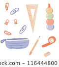 Vector Set of School Stationery Supplies flat design set 116444800