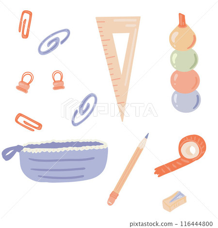 Vector Set of School Stationery Supplies flat design set Vector Set of School Stationery Supplies flat design set 116444800