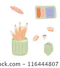Vector Set of School Stationery Supplies flat design back to school 116444807