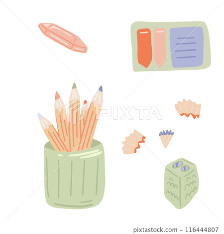 Vector Set of School Stationery Supplies flat design back to school Vector Set of School Stationery Supplies flat design back to school 116444807
