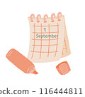 1st September back to school set with calendar and marker 116444811