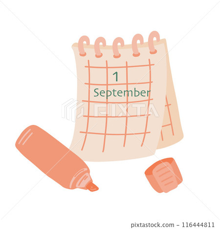 1st September back to school set with calendar and marker 116444811