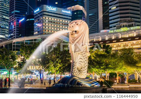 新加坡魚尾獅夜景 116444950