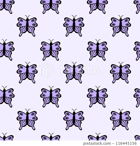 Seamless Pattern with butterfly. Abstract ornament design wings. Insect wallpaper. Vector illustration background. Seamless Pattern with butterfly. Abstract ornament design wings. Insect wallpaper. Vector illustration background. 116445156