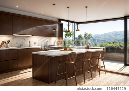 時尚設計師公寓內的餐廳廚房 116445229