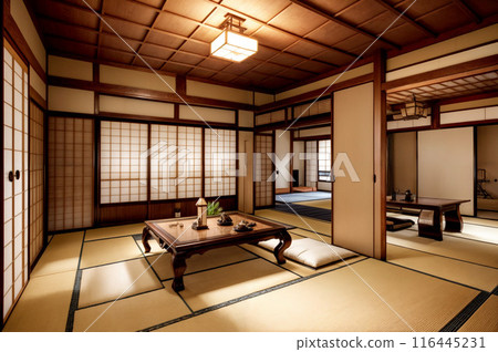 傳統日本房屋內部的圖像 116445231