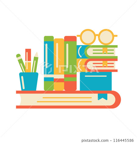 Pile of Education School Books and Office Stationery Equipment Pile of Education School Books and Office Stationery Equipment 116445586
