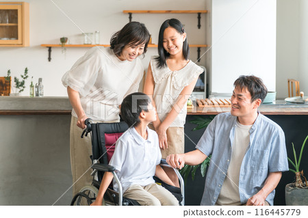 Family supporting a family in a wheelchair/rehabilitation/discharged from the hospital Family supporting a family in a wheelchair/rehabilitation/discharged from the hospital 116445779