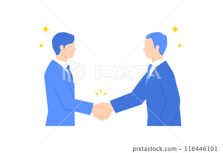 Illustration of a business person shaking hands with a colleague Illustration of a business person shaking hands with a colleague 116446101