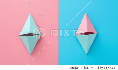 Origami geometric shape. 3D background. Origami geometric shape. 3D background. 116446235