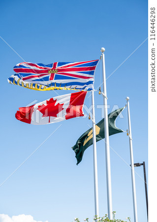 加拿大國旗和 BC 省國旗 加拿大國旗和 BC 省國旗 116446298