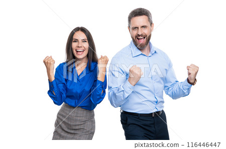 successful business couple on background. photo of business couple colleagues. successful business couple on background. photo of business couple colleagues. 116446447