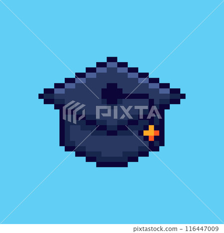 Pixel art graduation hat game asset design 116447009