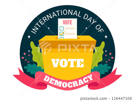 International Day of Democracy Vector Illustration on September 15 with Hands Holding Voting Papers for Resolution in a Flat Cartoon Style Background 116447108