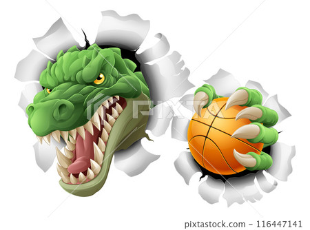 Crocodile Dinosaur Alligator Basketball Mascot Crocodile Dinosaur Alligator Basketball Mascot 116447141