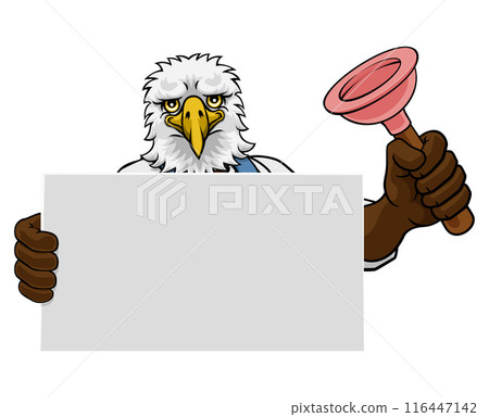 Plumber Eagle Plunger Cartoon Plumbing Mascot 116447142