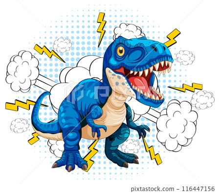 Blue Dinosaur with Lightning Bolts Blue Dinosaur with Lightning Bolts 116447156
