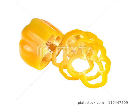Yellow slice sweet bell pepper isolated 116447209