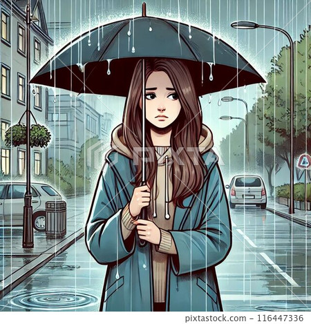 一個女人打著傘 一個女人打著傘 116447336