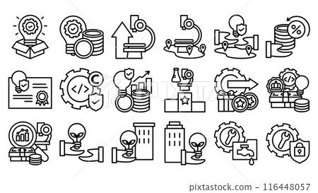 Innovation box tax system icon set Innovation box tax system icon set 116448057