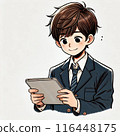 用平板電腦學習的男學生 116448175