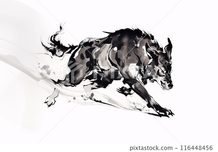 Wolf ink painting 116448456