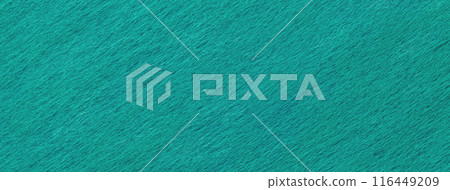 Texture of dark cyan and turquoise color background from felt textile material, macro. Vintage teal fabric 116449209