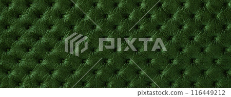 Texture dark green leather background with capitone pattern, macro. Emerald textile retro Chesterfield style Texture dark green leather background with capitone pattern, macro. Emerald textile retro Chesterfield style 116449212