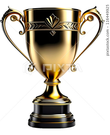 1個簡單的金色獎盃（透明背景）PNG，帶有alpha通道AI生成 116449925