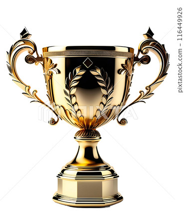 1個簡單的金色獎盃（透明背景）PNG，帶有alpha通道AI生成 116449926