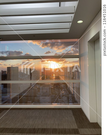 Sunset seen from a building on the way home from work 116451016