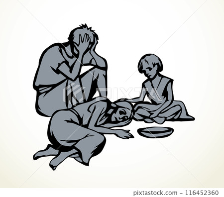People suffering from hunger. Vector drawing People suffering from hunger. Vector drawing 116452360