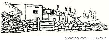 Vector drawing. Old arabic village 116452804
