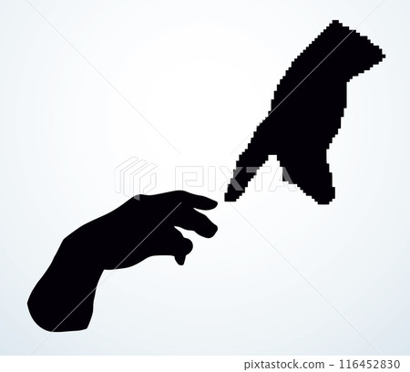 Hands of the creation of Adam. Vector drawing Hands of the creation of Adam. Vector drawing 116452830
