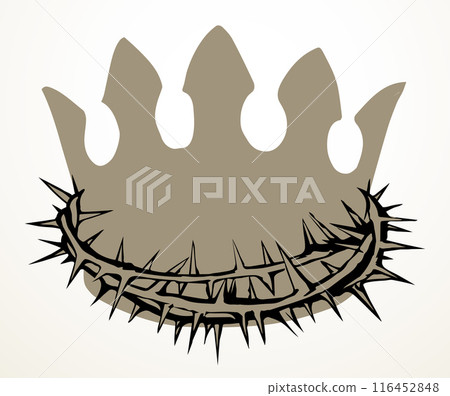 Precious golden crown with thorns. Vector drawing 116452848