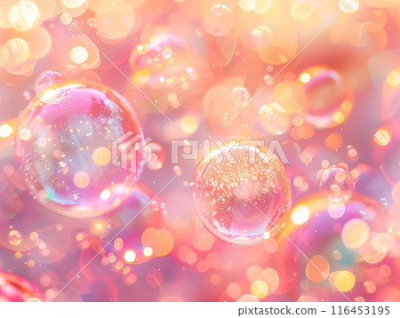 Abstract background embellished with glowing lights and colorful, blurred bubbles 116453195