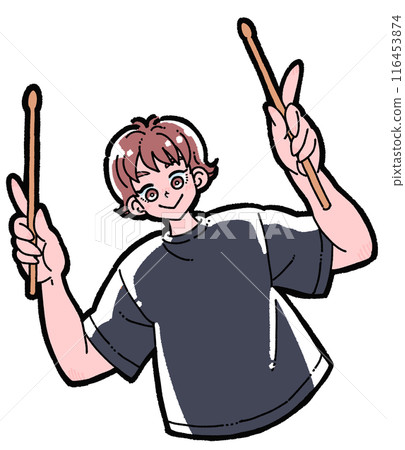 Boy with drumsticks 116453874