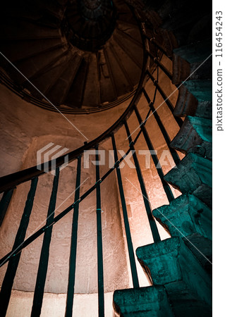 Spiral staircase seen from below 116454243