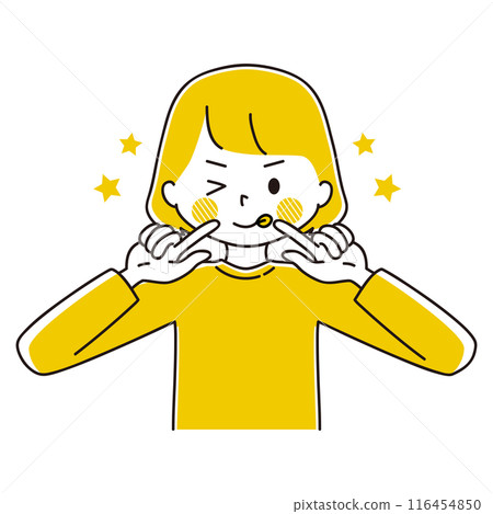 一個可愛的女人伸出舌頭眨眼的插圖 116454850